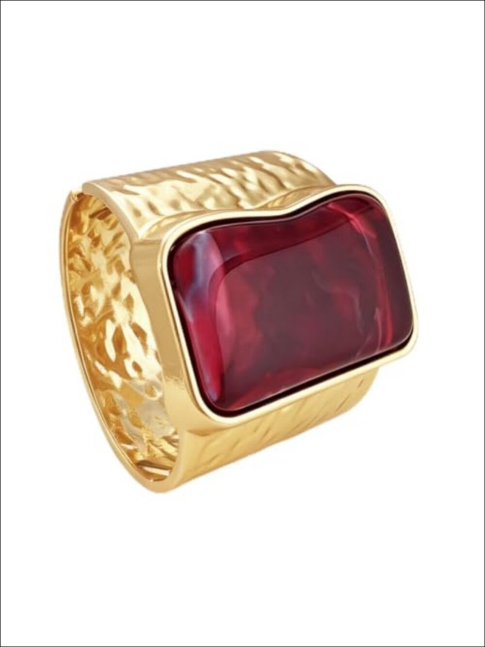 Chunky Gold Plated Cuff Bangle Bracelet with Acrylic Inlay Statement